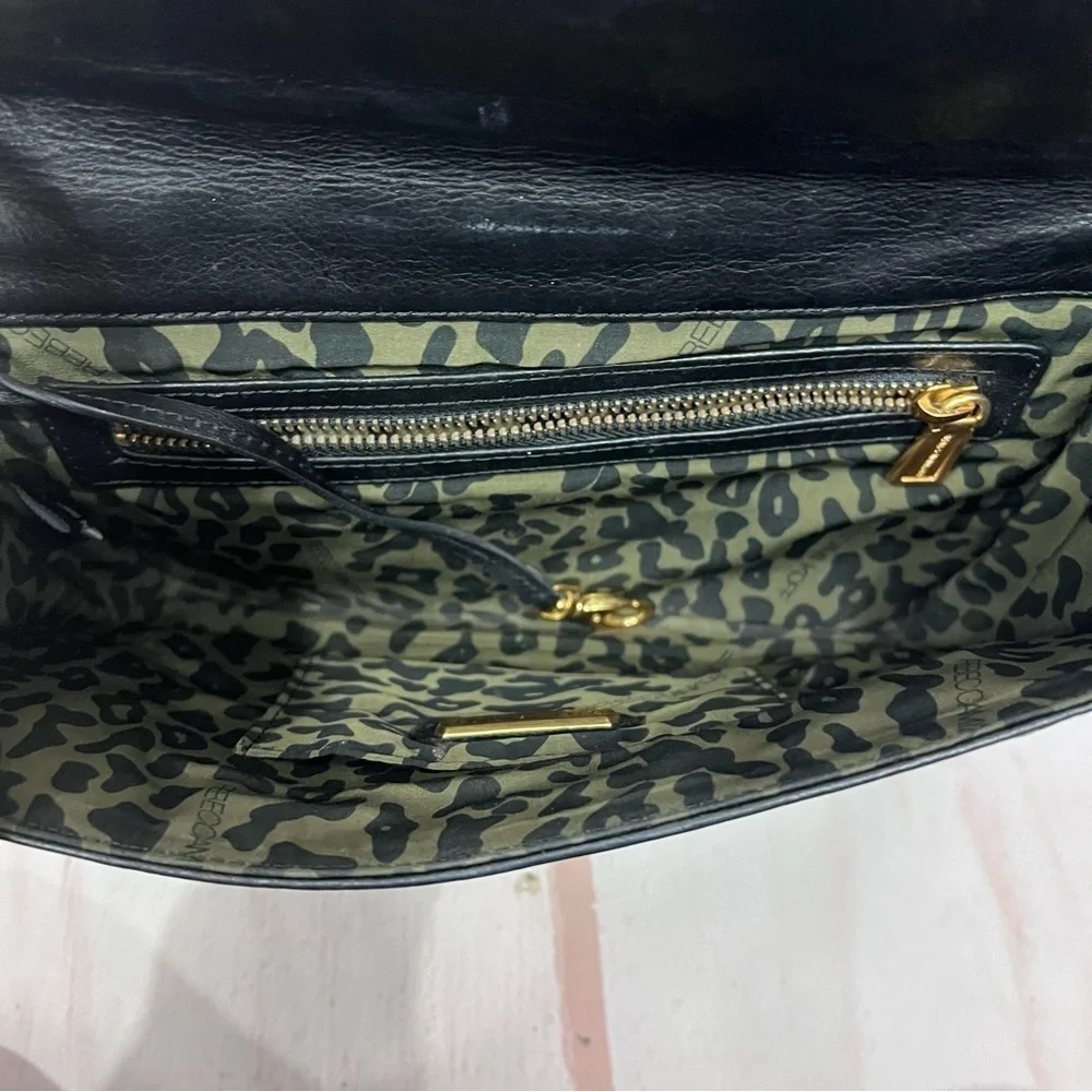 Rebecca Minkoff Weaved Leather Gold Buckle Envelope Clutch Purse